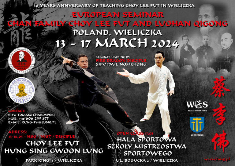 Kung Fu Lung – Szkolenie Europejskie 2024 – Plakat A3 EN